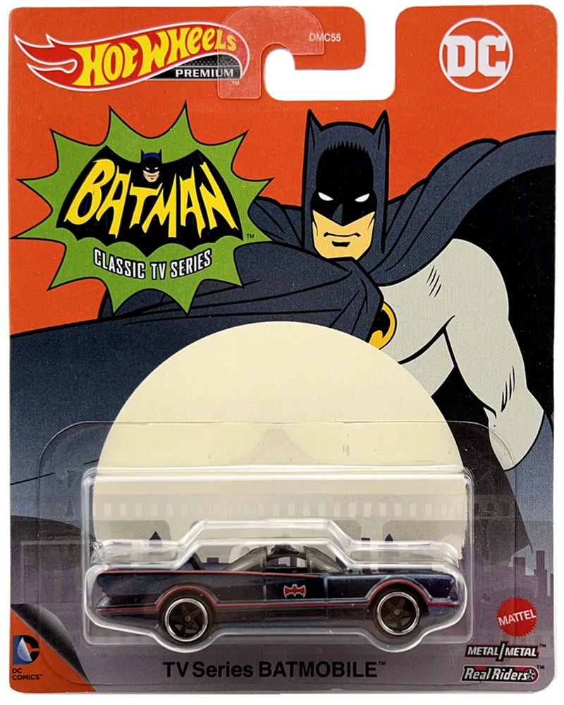 Hot Wheels Premium - Coleção 5 Carros Retrô: Guinevere, 2 Batmobile, Land Shark e The Mystery Machine